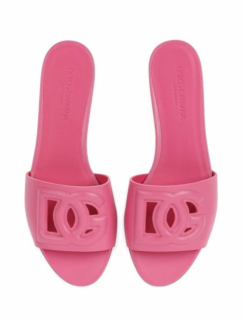 Sandali slides in pelle con logo DG DOLCE&GABBANA | CQ0436AY32980441